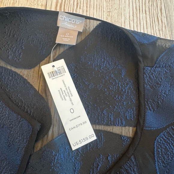 NWT Chico’s Travelers Giraffe-Print Organza Jacquard Jacket Wrinkle Free Size 0 - Picture 3 of 6